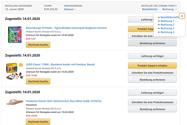 Amazon Bestellungen mit mehreren Teilrechnungen können unter die Wertgrenze fallen.